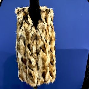 NY Imperial Multi-Color Faux Fur Long Vest NWT